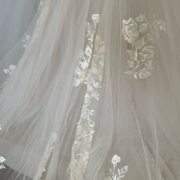 Gorgeous champagne lace wedding gown - Picture 9 of 12